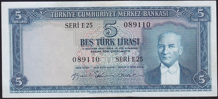 5.Emisyon 2.Tertip 5 Lira E25 089110 ÇÇT Çilaltı