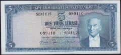 5.Emisyon 2.Tertip 5 Lira E25 089110 ÇÇT Çilaltı