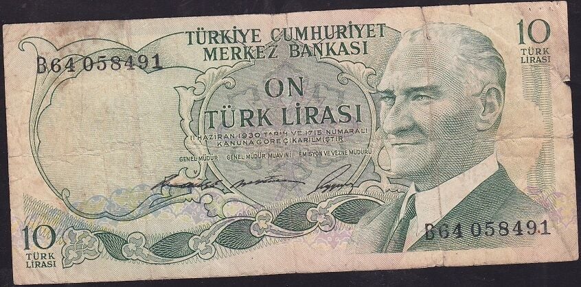 6.Emisyon 1.Tertip 10 Lira B64 058491 Temiz