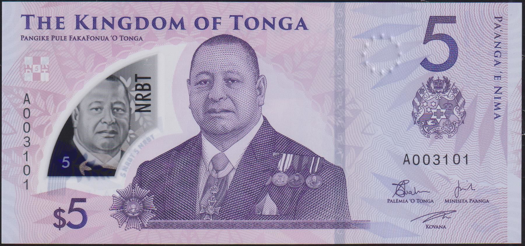 Tonga 5 Paanga 2023 Çil Polimer