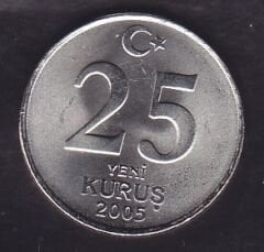 2005 Yılı 25 Yeni Kuruş Çil