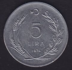 1974 Yılı 5 Lira