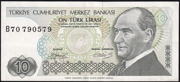7.Emisyon 1.Tertip 10 Lira B70 790579 Çok Çok Temiz+