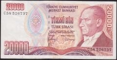 7.Emisyon 1.Tertip 20000 Lira C58 526737 Temiz