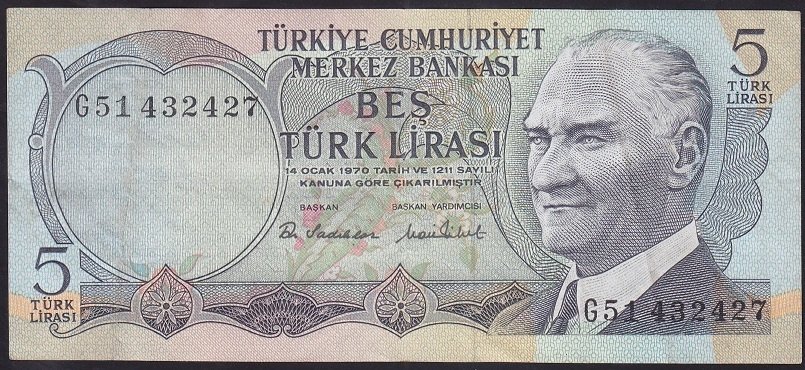 6.EMİSYON 2.TERTİP 5 LİRA G51 432427 ÇÇT
