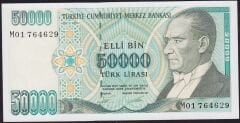 7.Emisyon 2.Tertip 50000 Lira M01 764629 Çilaltı Çil