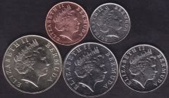 Bermuda 5 Adet Madeni Para Seti 2008 Çil
