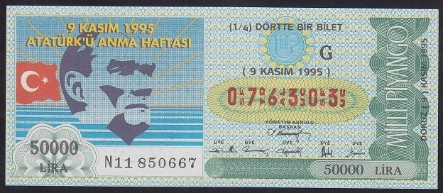1995 9 KASIM ÇEYREK BİLET