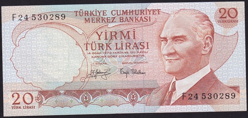 6.Emisyon 3.Tertip 20 Lira F24 530289 Çok Çok Temiz