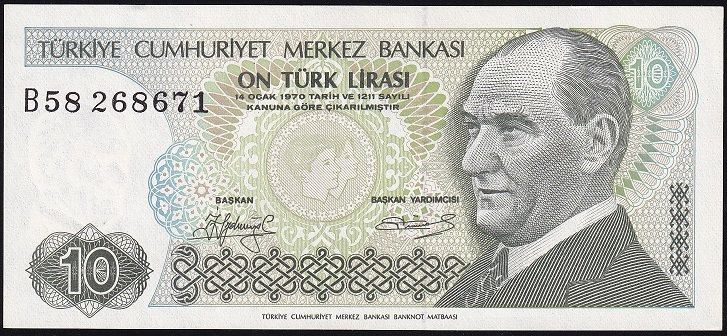 7.Emisyon 1.Tertip 10 Lira B58 268671 Çilaltı