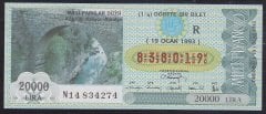 1993 19 Ocak Çeyrek Bilet - R Serisi - Köprülü Kanyon Antalya