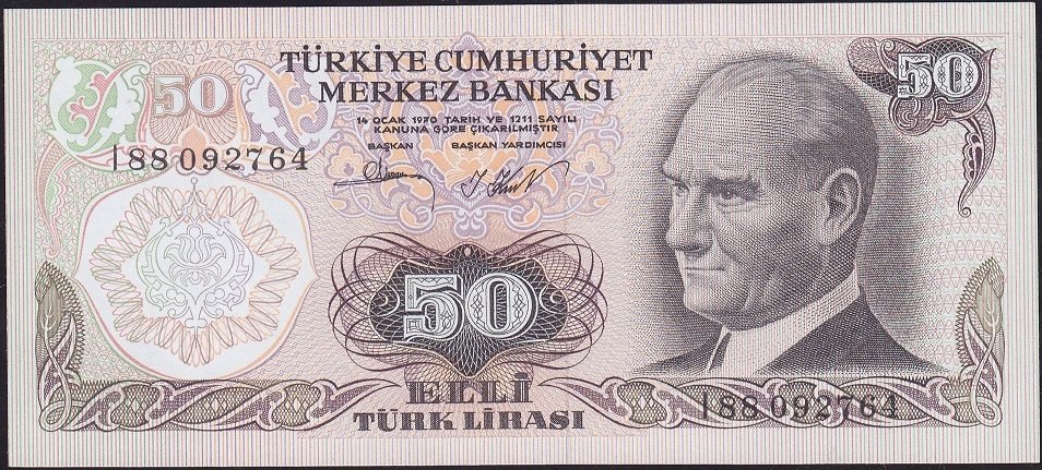 6.Emisyon 2.Tertip 50 Lira I88 092764 Çilaltı