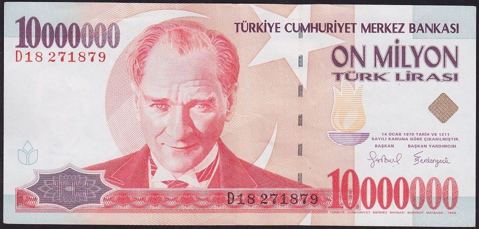 7.Emisyon 10 000 000 Lira D18 271879 Ççt Çilaltı