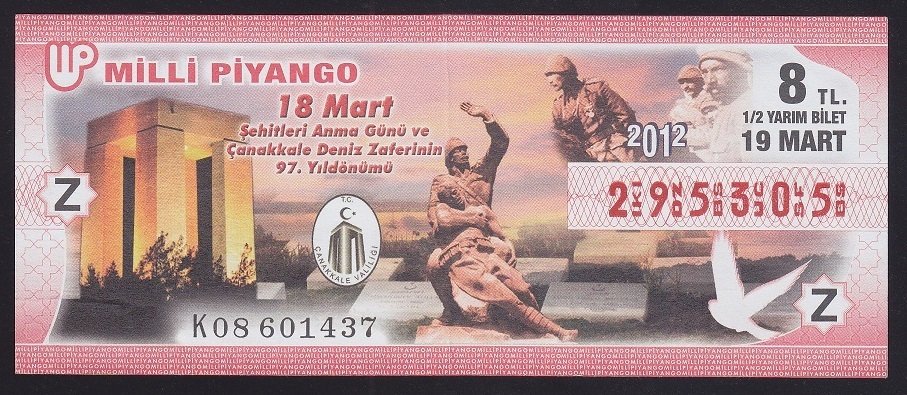 2012 19 MART YARIM BİLET - ÇANAKKALE