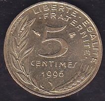 Fransa 5 Centimes 1996