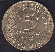 Fransa 5 Centimes 1996
