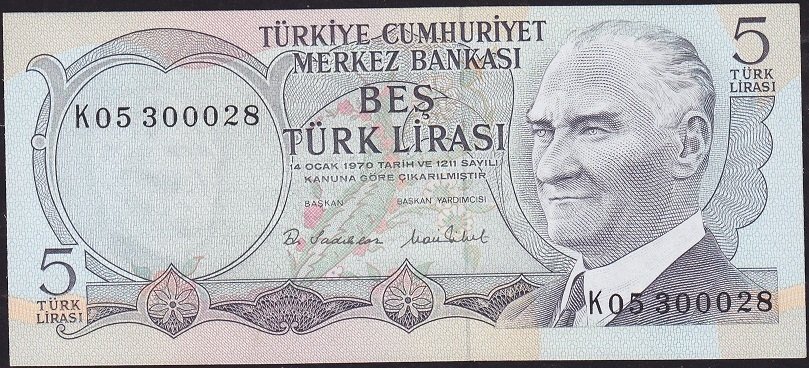 6.Emisyon 2.Tertip 5 Lira K05 300028 Çilaltı Çil