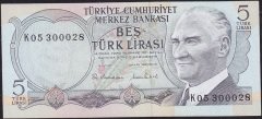 6.Emisyon 2.Tertip 5 Lira K05 300028 Çilaltı Çil
