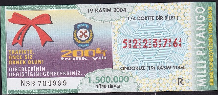 2004 19 Kasım Çeyrek Bilet - R Serisi