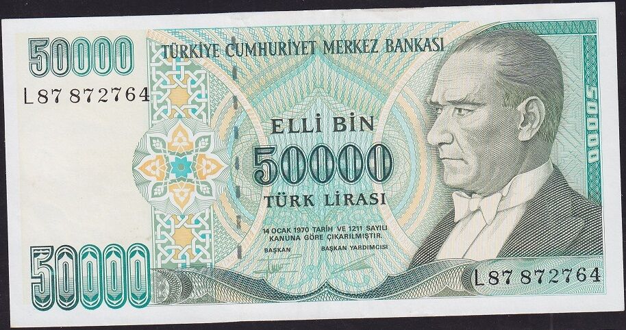 7.Emisyon 2.Tertip 50000 Lira L87 872764 Çilaltı