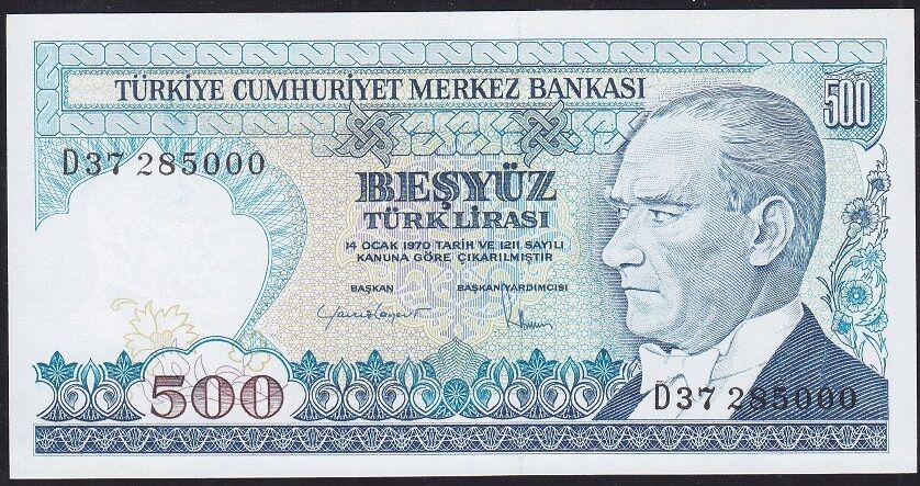 7.Emisyon 2.Tertip 500 Lira D37 285000 Çil