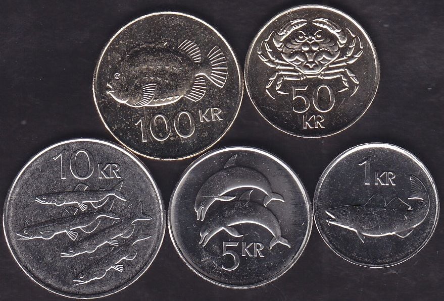 İzlanda 5 Adet Madeni Para Seti 2005 -2011 Çil
