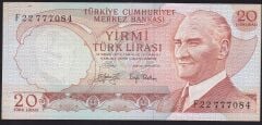 6.Emisyon 3.Tertip 20 Lira F22 777084 Çilaltı Çil