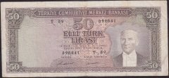 5.EMİSYON 7.TERTİP 50 LİRA T89 098041 ÇOK TEMİZ