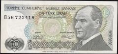 7.Emisyon 1.Tertip 10 Lira B56 722418 Çilaltı