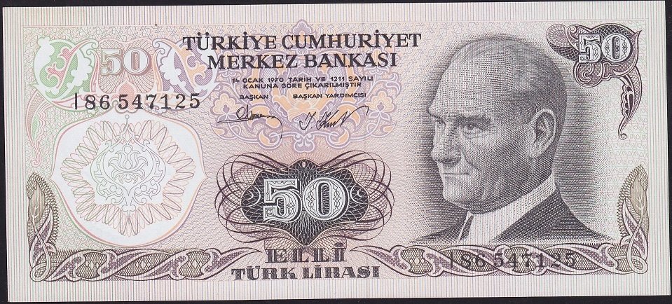 6.Emisyon 2.Tertip 50 Lira I86 547125 Çilaltı Çil