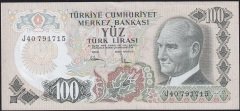6.Emisyon 3.Tertip 100 Lira J40 791715 Çok Çok Temiz Çilaltı