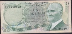 6.EMİSYON 1.TERTİP 10 LİRA E01 262462 ÇOK TEMİZ +