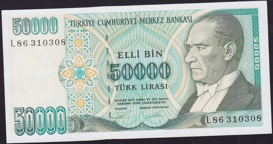 7.Emisyon 2.Tertip 50000 Lira L86 310308 Çilaltı