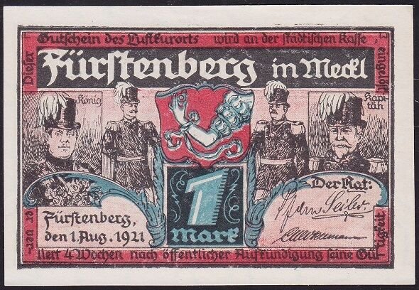 Almanya 1 Mark Notgeld 1921 Çil Filigranlı