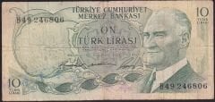 6.Emisyon 1.Tertip 10 Lira B49 246806 Çok Temiz