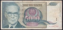YUGOSLAVYA 5000 DİNAR 1992 TEMİZ