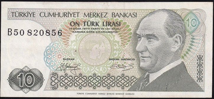 7.Emisyon 1.Tertip 10 Lira B50 820856 Çilaltı