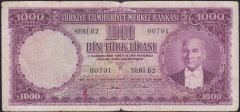 5. EMİSYON 1000 LİRA B2 00701 ÇOK TEMİZ