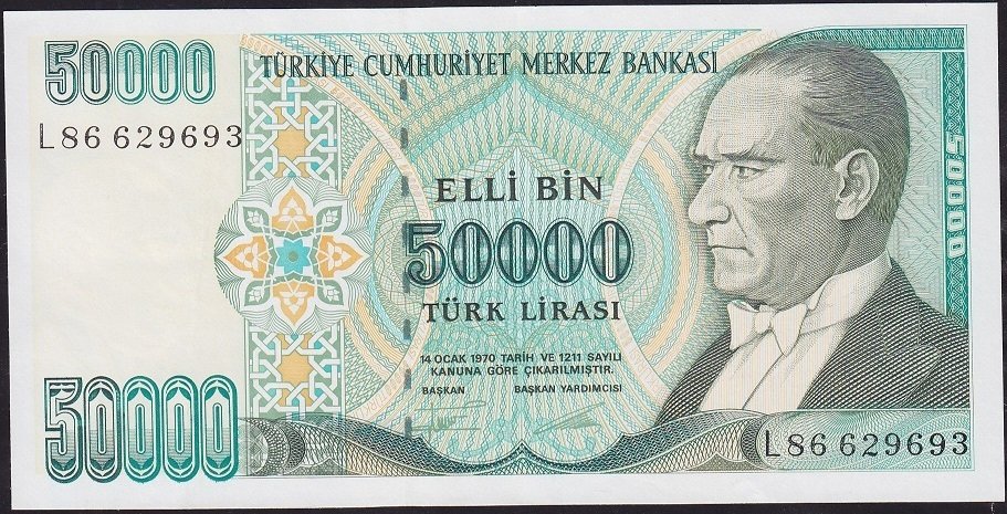 7.Emisyon 2.Tertip 50000 Lira L86 629693 Ççt+