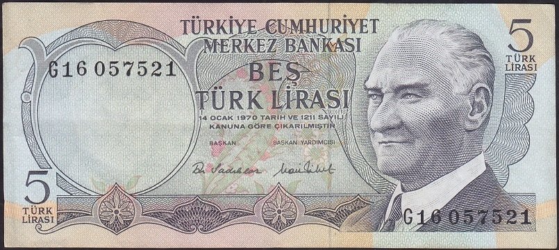 6.EMİSYON 2.TERTİP 5 LİRA G16 057521 ÇOK ÇOK TEMİZ