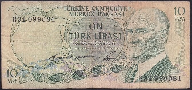 6.EMİSYON 1.TERTİP 10 LİRA B31 099081 TEMİZ +