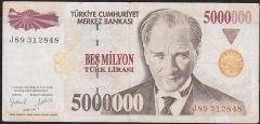7.Emisyon 5 000 000 Lira J89 312848 Çok Temiz
