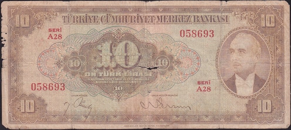 4.Emisyon 2.Tertip 10 Lira A28 058693 Haliyle