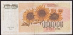 YUGOSLAVYA 100000 DİNAR 1993 ÇOK TEMİZ