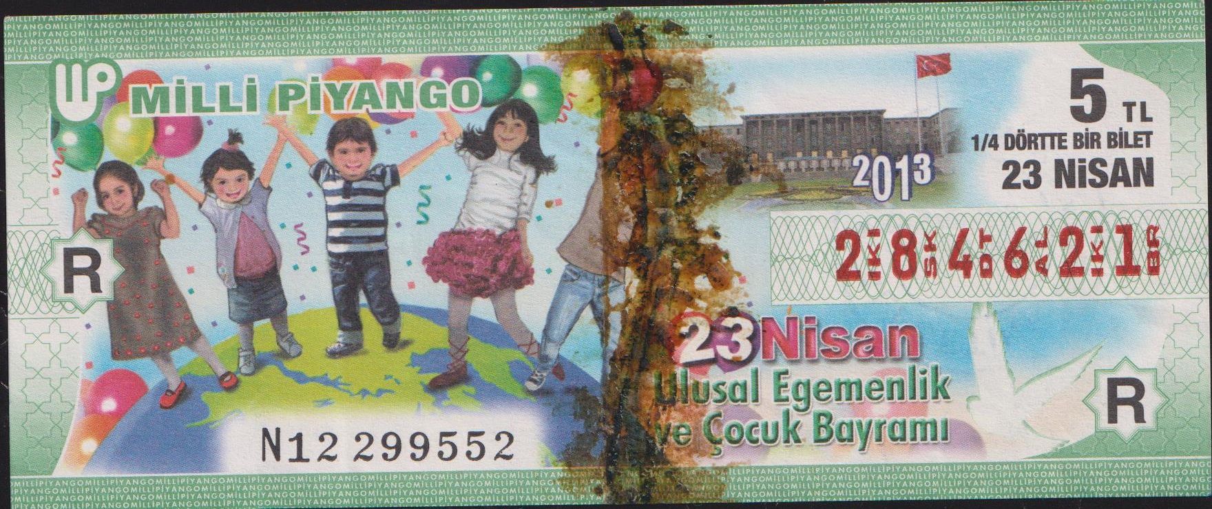 2013 23 Nisan Çeyrek Bilet - R Serisi - Haliyle