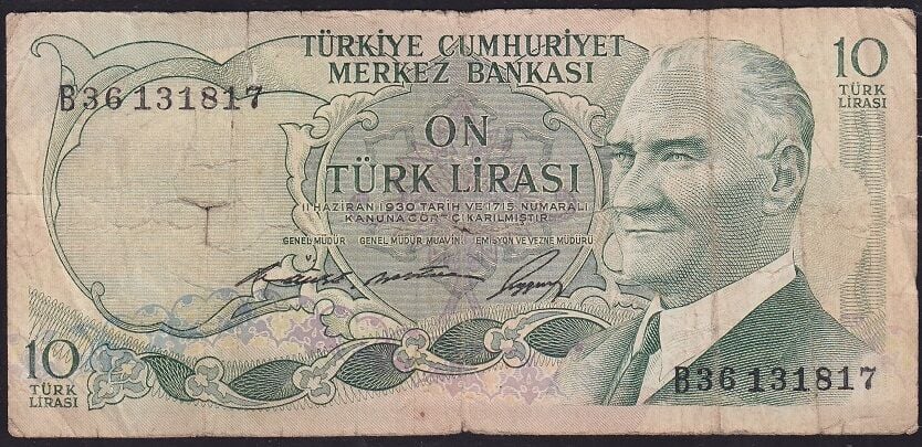 6.Emisyon 1.Tertip 10 Lira B36 131817 Temiz