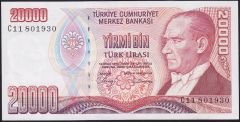 7.Emisyon 1.Tertip 20000 Lira C11 801930 Çok Çok Temiz+