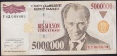 7.Emisyon 5 000 000 Lira F82 068803 Çok Temiz