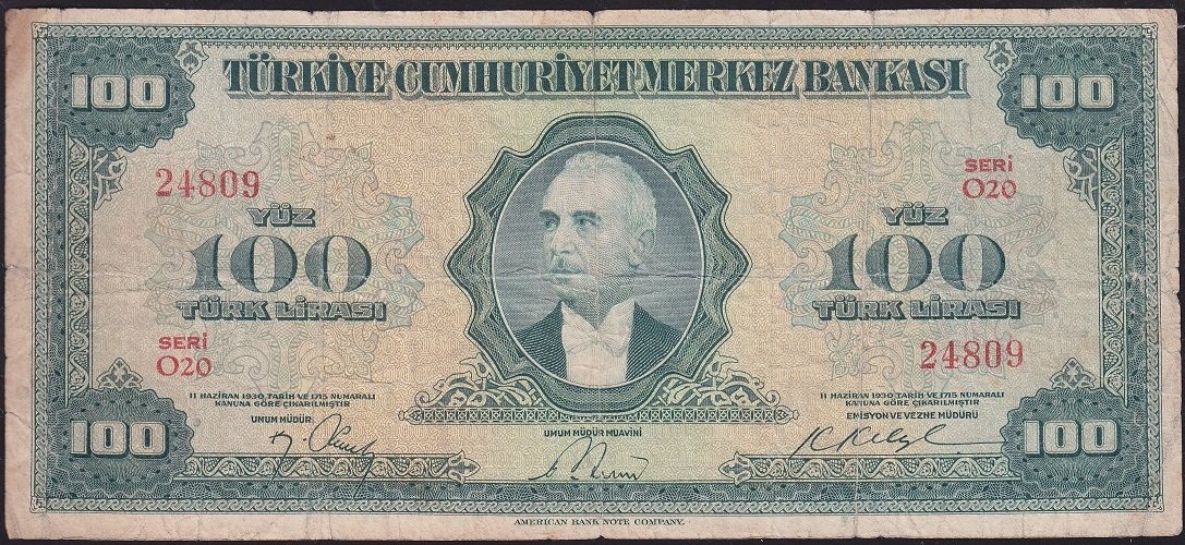 4.Emisyon 100 Lira O20 24809 Temiz+