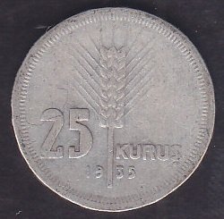 1935 Yılı 25 Kuruş Gümüş